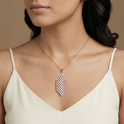 Dual Tone Aurora Angle Silver Pendant With Link Chain