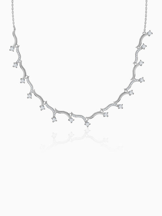 Silver Studded Wave Necklace