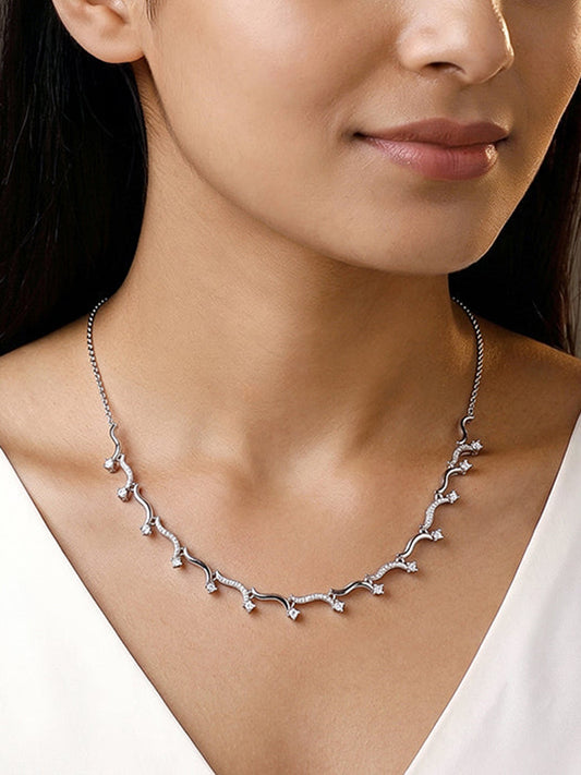 Silver Studded Wave Necklace