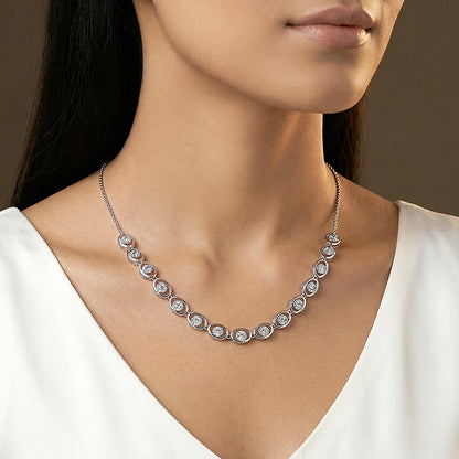 Silver Charming Oval Necklace