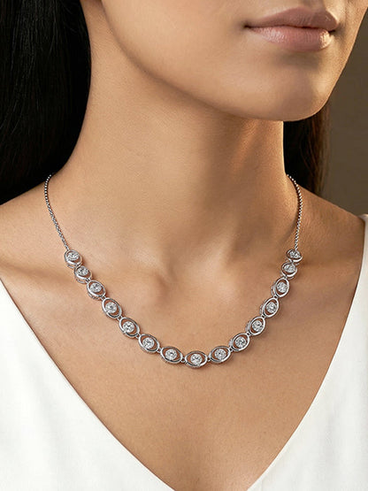 Silver Charming Oval Necklace
