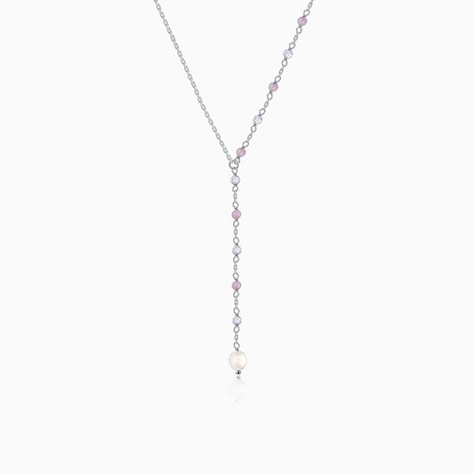 Silver Winona Pearl Lariat Necklace