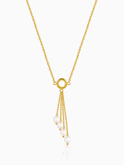 Golden Lariat Pearl Necklace