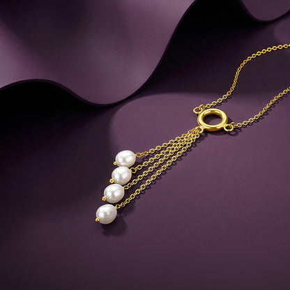 Golden Lariat Pearl Necklace