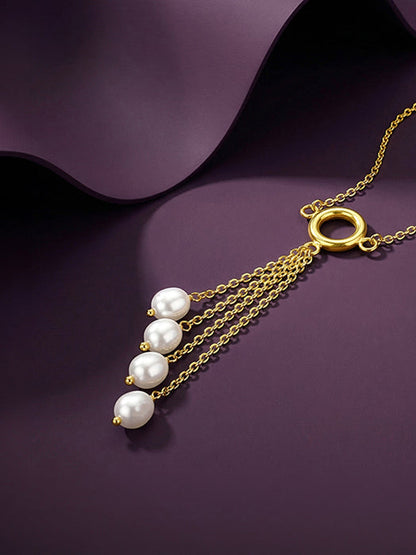 Golden Lariat Pearl Necklace