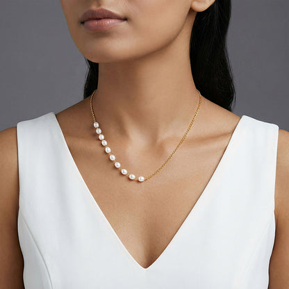 Golden Myra Pearl Necklace