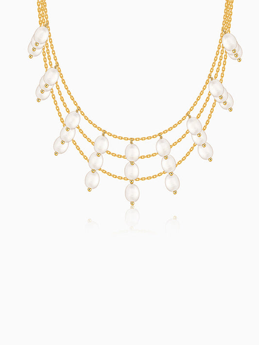 Golden Jacqeline Pearl Layered Necklace