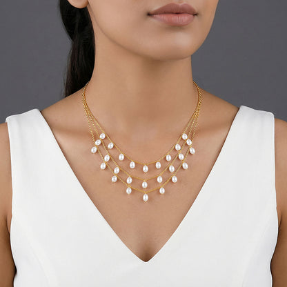 Golden Jacqeline Pearl Layered Necklace