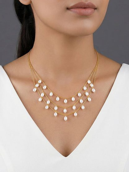 Golden Jacqeline Pearl Layered Necklace