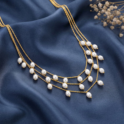 Golden Jacqeline Pearl Layered Necklace
