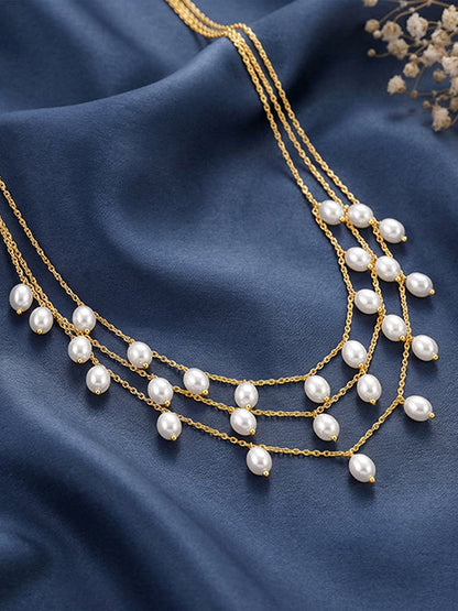 Golden Jacqeline Pearl Layered Necklace