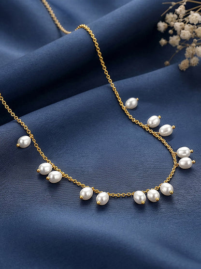Golden Agnes Pearl Necklace