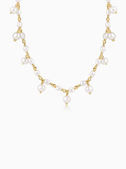 Golden Brie Pearl Necklace