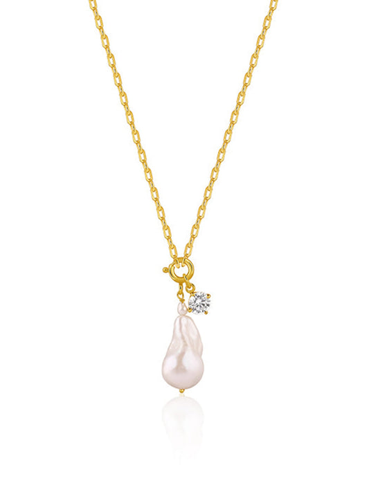 Golden Shailene Pearl Necklace