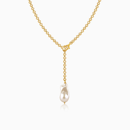 Golden Cameron Pearl Lariat Necklace