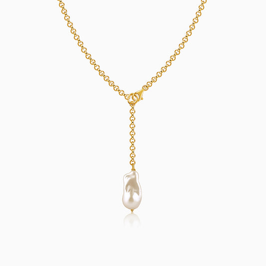 Golden Cameron Pearl Lariat Necklace