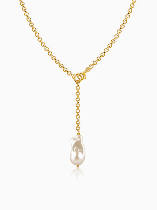 Golden Cameron Pearl Lariat Necklace