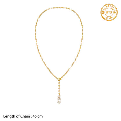 Golden Cameron Pearl Lariat Necklace
