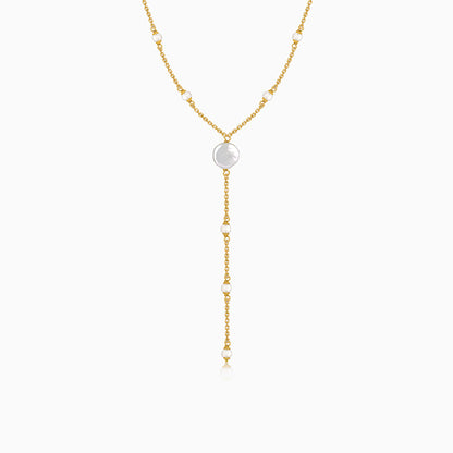 Golden Kiera Pearl Lariat Necklace