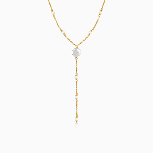 Golden Kiera Pearl Lariat Necklace