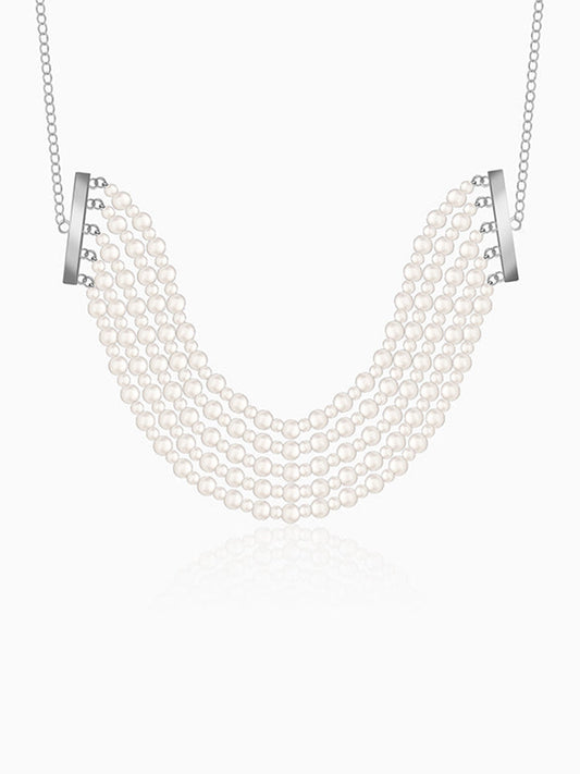 Silver Doris Pearl Necklace
