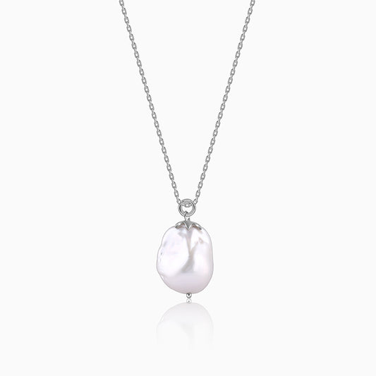 Silver Claudette Pearl Pendant with Link Chain