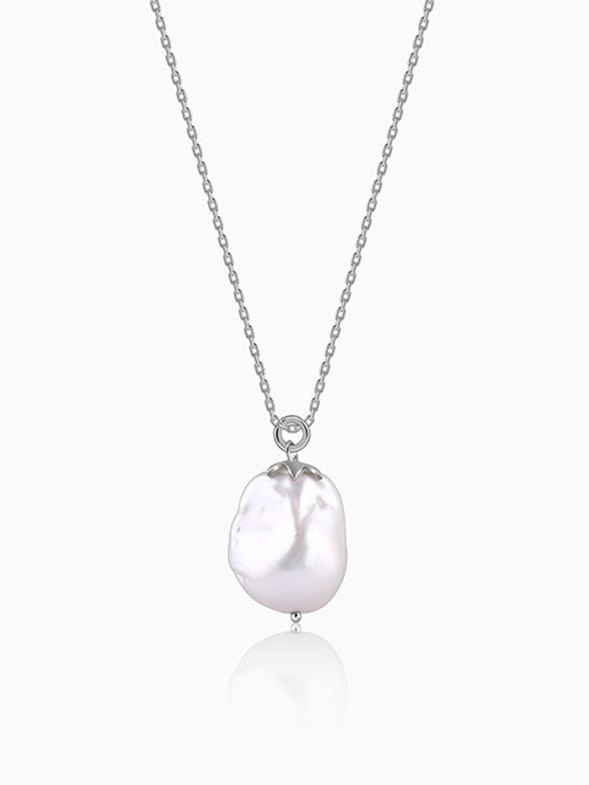Silver Claudette Pearl Pendant with Link Chain