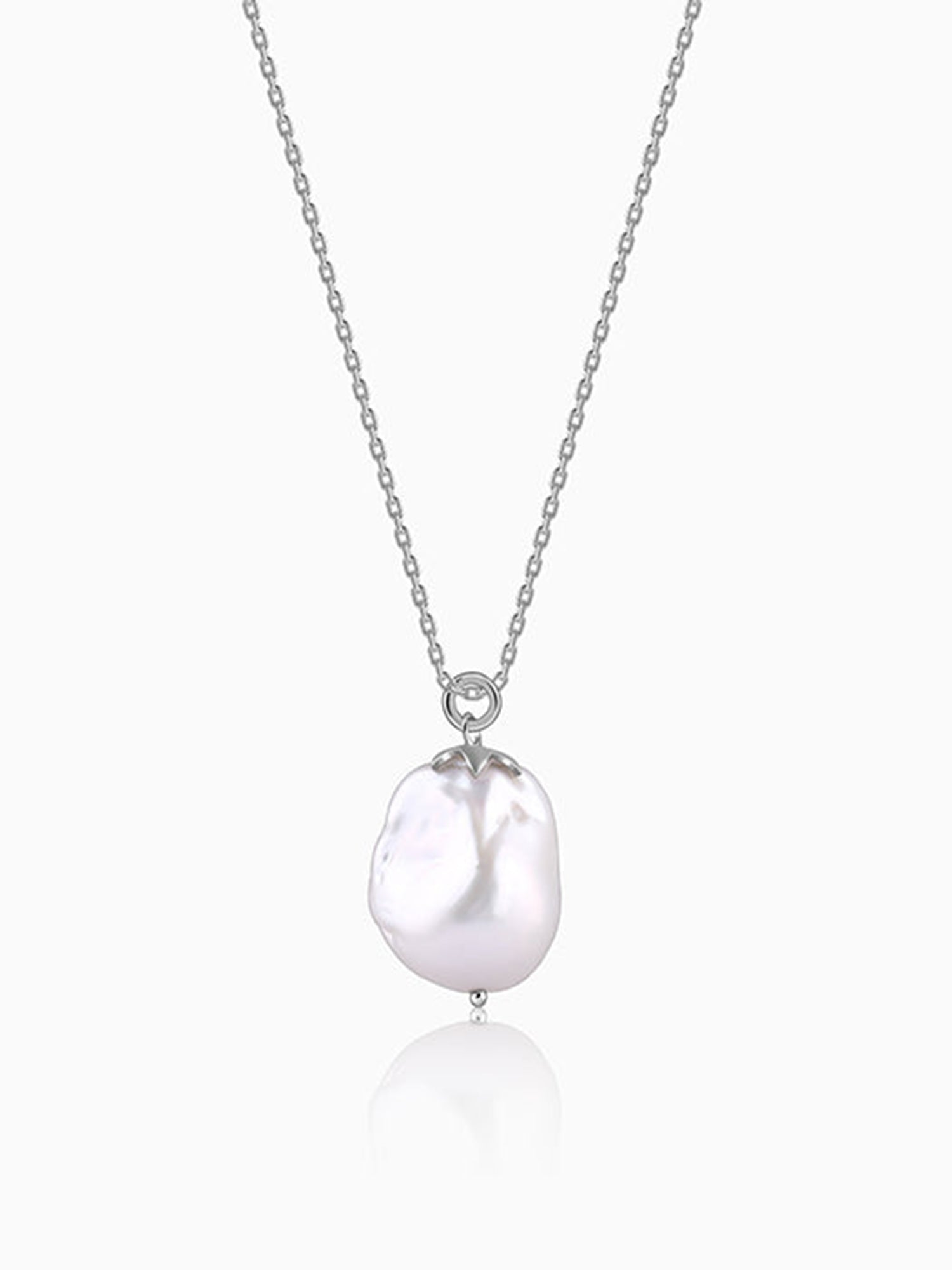 Silver Claudette Pearl Pendant with Link Chain