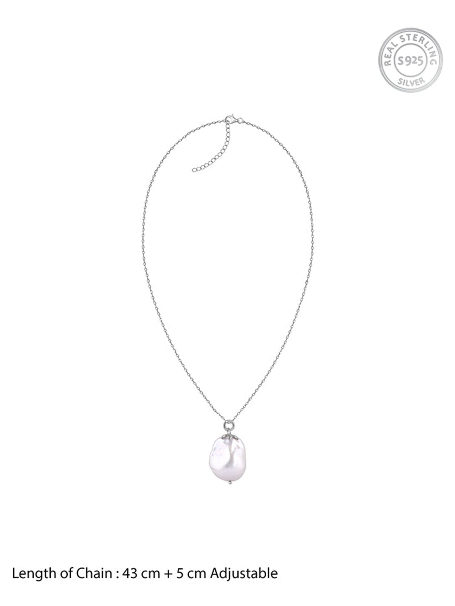 Silver Claudette Pearl Pendant with Link Chain