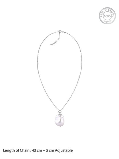 Silver Claudette Pearl Pendant with Link Chain