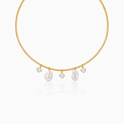 Golden Norma Baroque Pearl Cuff Necklace