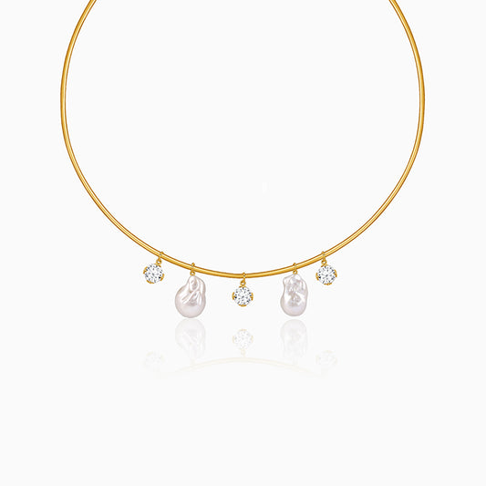 Golden Norma Baroque Pearl Cuff Necklace