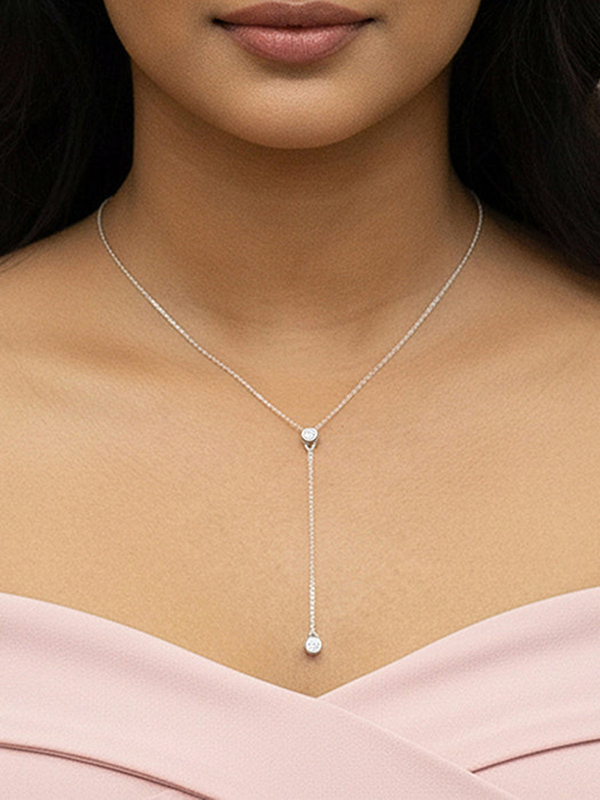 Silver Minimal Lariat Necklace