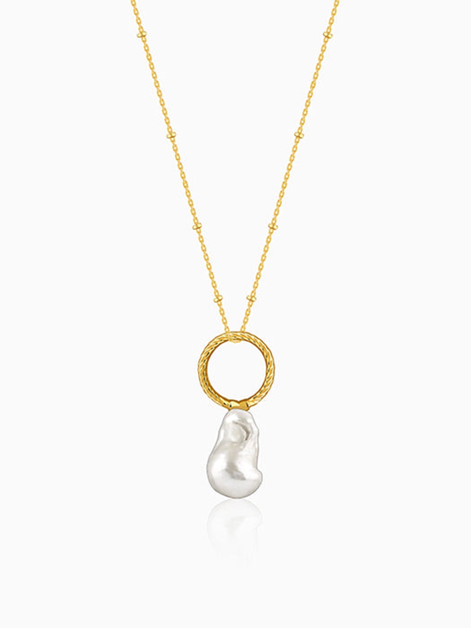 Golden Ava Pearl Pendant With Link Chain