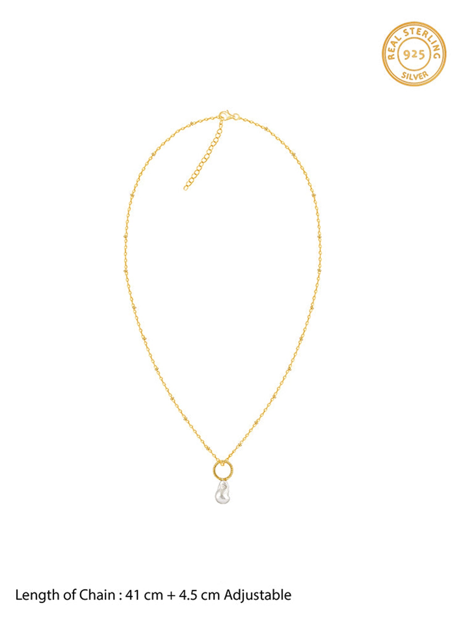 Golden Ava Pearl Pendant With Link Chain