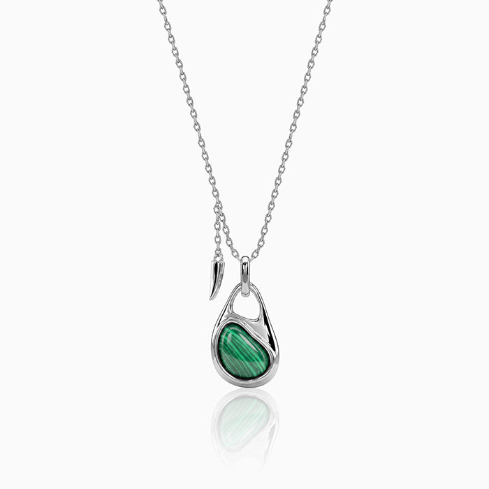Silver Prism in Green Pendant With Link Chain