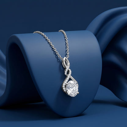 Silver Unique Infinity Pendant With Link Chain