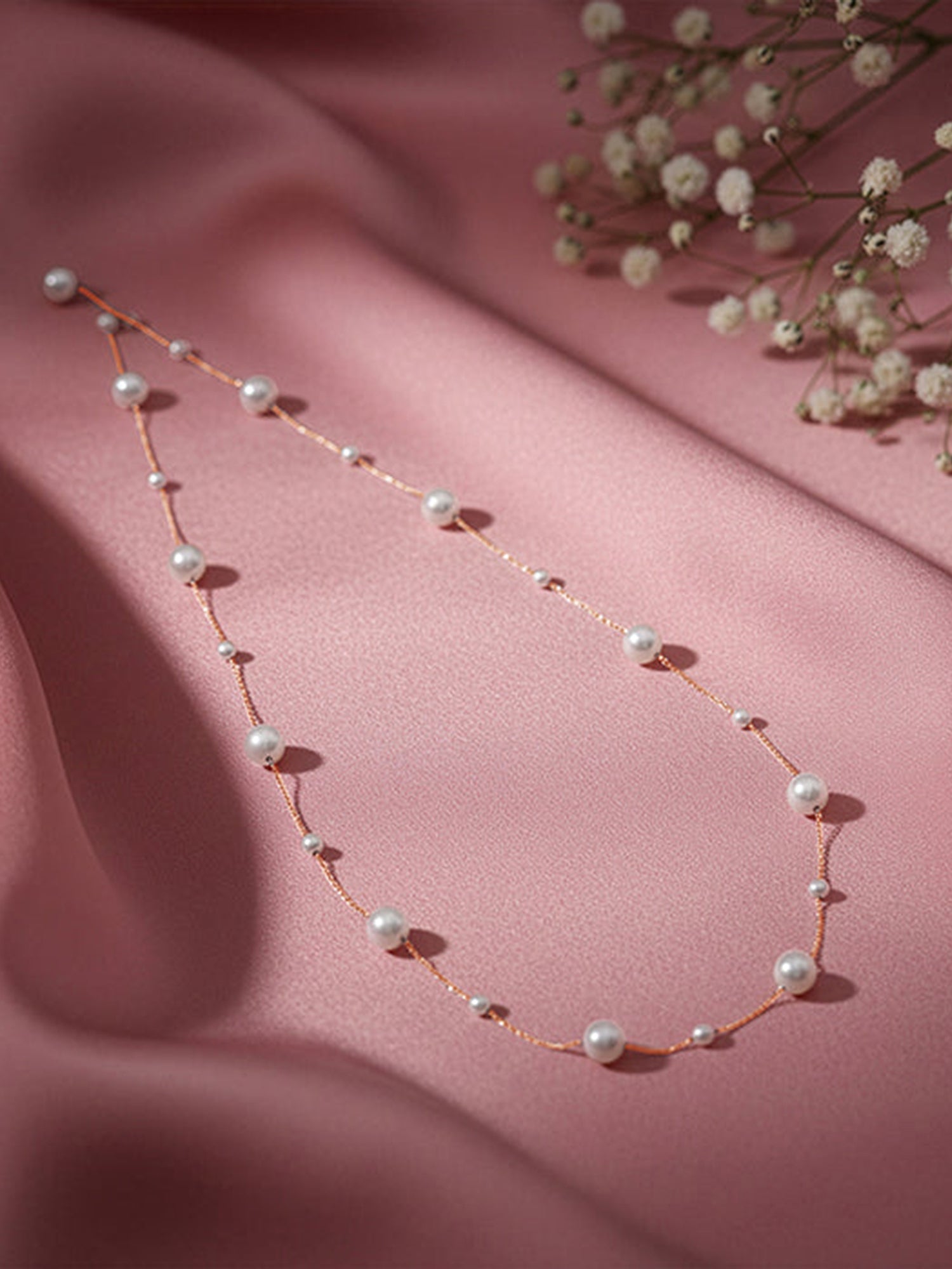 Rose Gold Playful Pearl Necklace