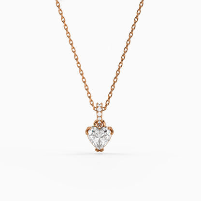 Rose Gold Love Heart Pendant With Link Chain
