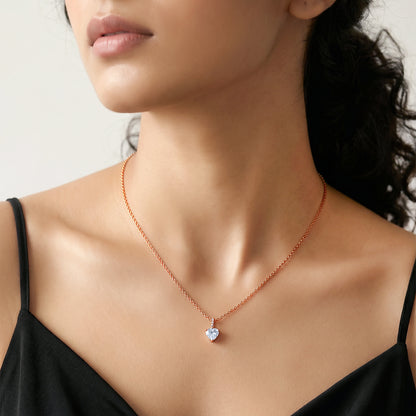 Rose Gold Love Heart Pendant With Link Chain