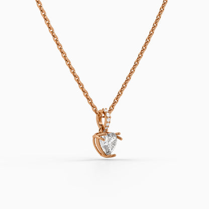 Rose Gold Love Heart Pendant With Link Chain