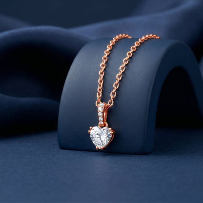 Rose Gold Love Heart Pendant With Link Chain