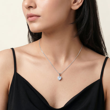 Silver Fancy Heart Pendant With Link Chain
