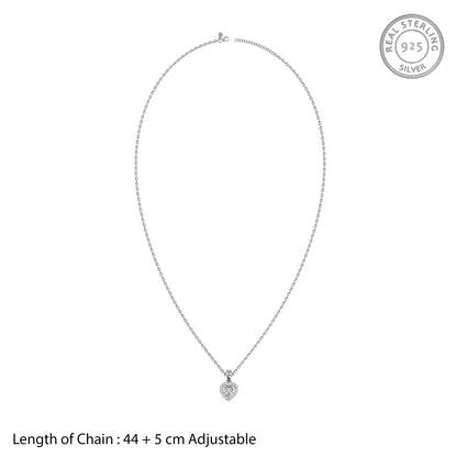 Silver Fancy Heart Pendant With Link Chain