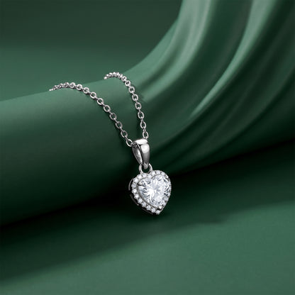 Silver Fancy Heart Pendant With Link Chain