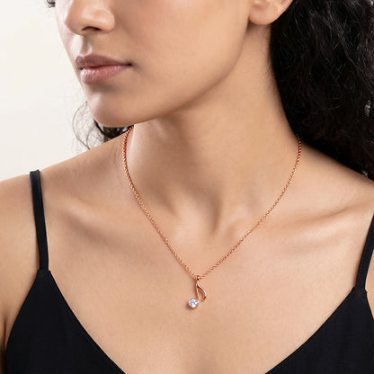 Rose Gold Melody Pendant With Link Chain