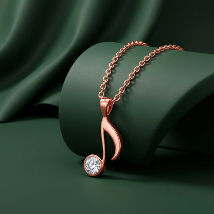 Rose Gold Melody Pendant With Link Chain