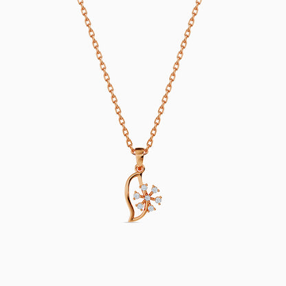 Rose Gold Snowflakes Pendant With Link Chain