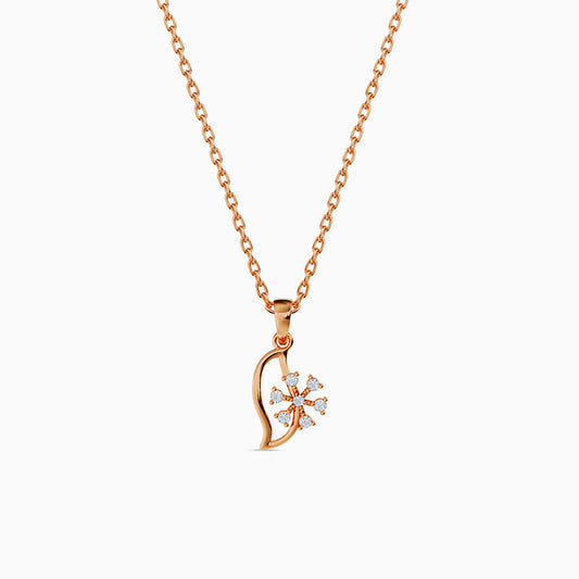 Rose Gold Snowflakes Pendant With Link Chain