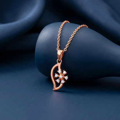 Rose Gold Snowflakes Pendant With Link Chain